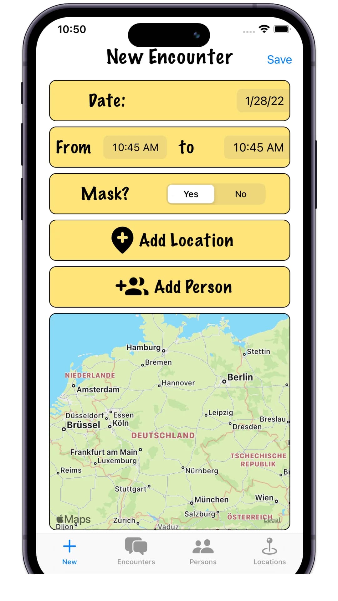Kontakttagebuch - Screenshot 1