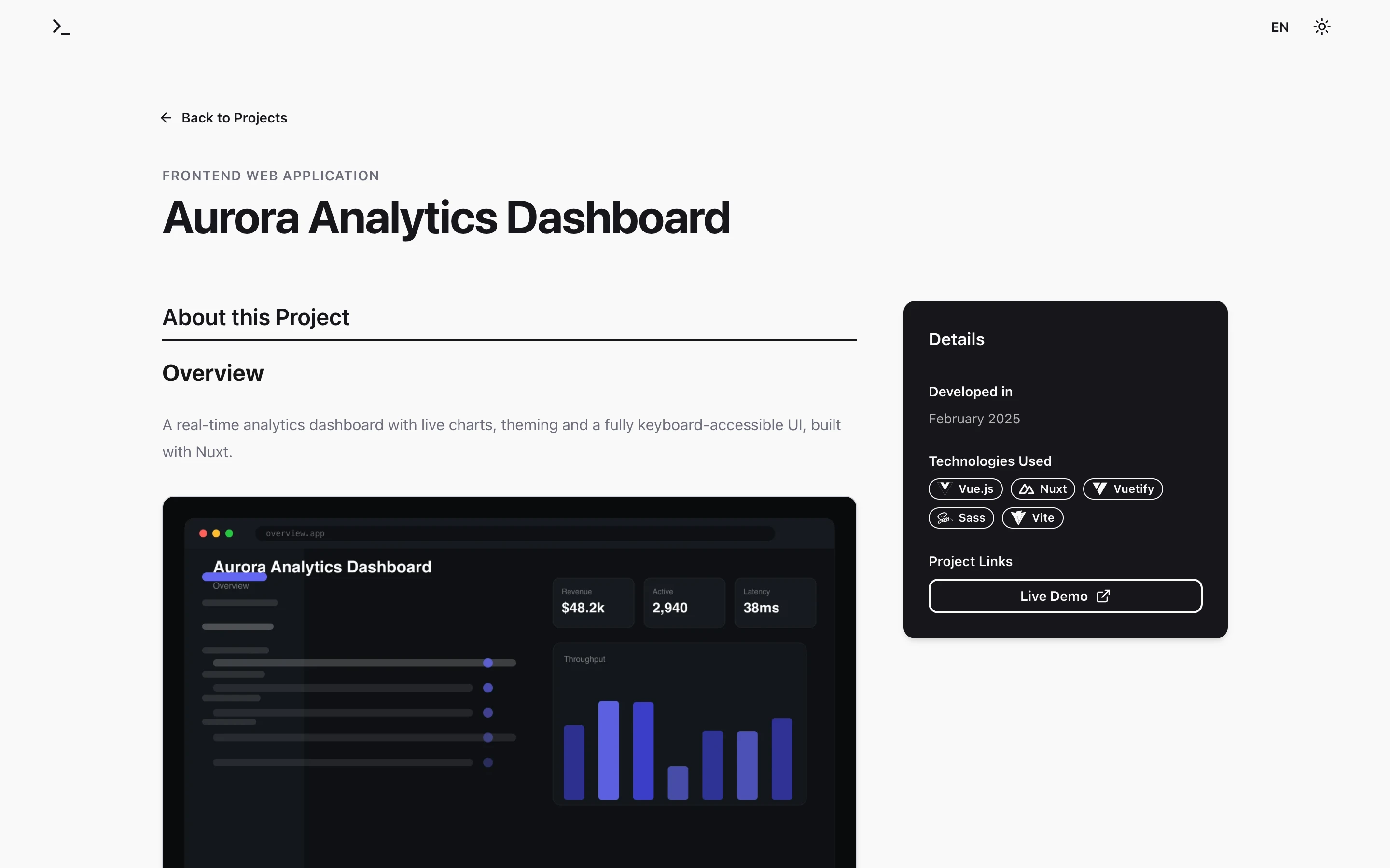 Project detail page